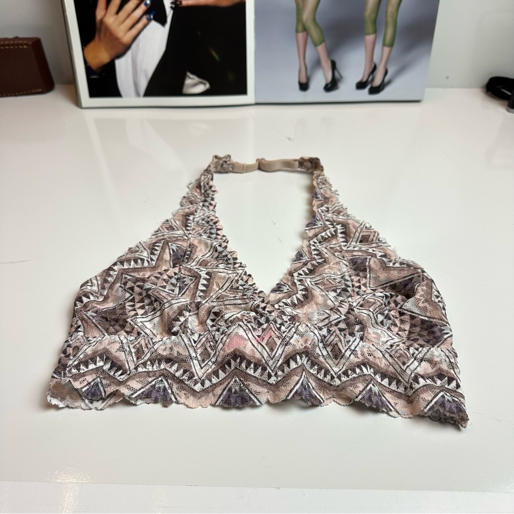 PINK Victoria's Secret Brown Embellished Crop Halter bralette